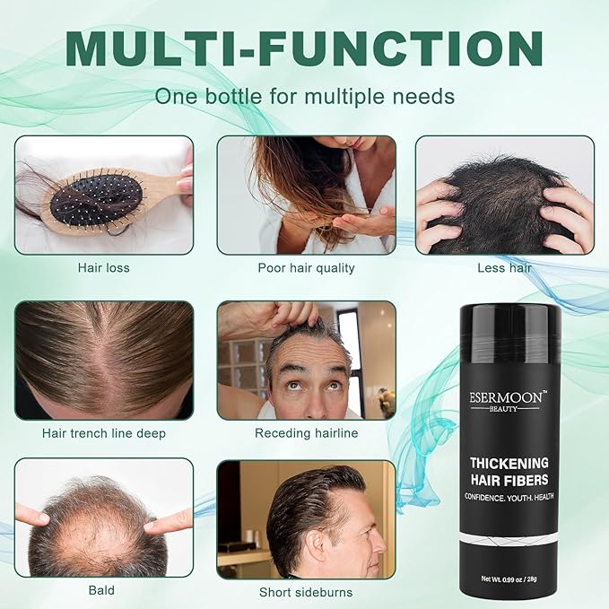 Hair Fibers (28g), Hair Fibers for Thinning Hair, Hair Building Fibers, Hairpiece Filler, Increase Hair Density, Styling Powder for Women & Men, Hair Makeup, Premium Formula Thickening (DARK BROWN)