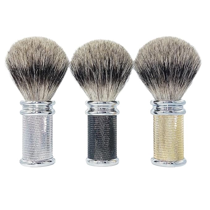 Professional Men's Shaving Brush Natural Pure Badger Hair Bristle Knot for Husband Father Brother Boyfriend Barber Grade Daily Grooming Tool Gift (Black Brush)