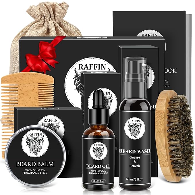Birthday Gifts for Men - Beard Kit w/Beard Oil & Balm, Beard Brush & Comb, Beard Wash/Shampoo for Men's Self-care, Anniversary | Birthday Gifts for Him Husband Boyfriend Dad Son Friend Brother