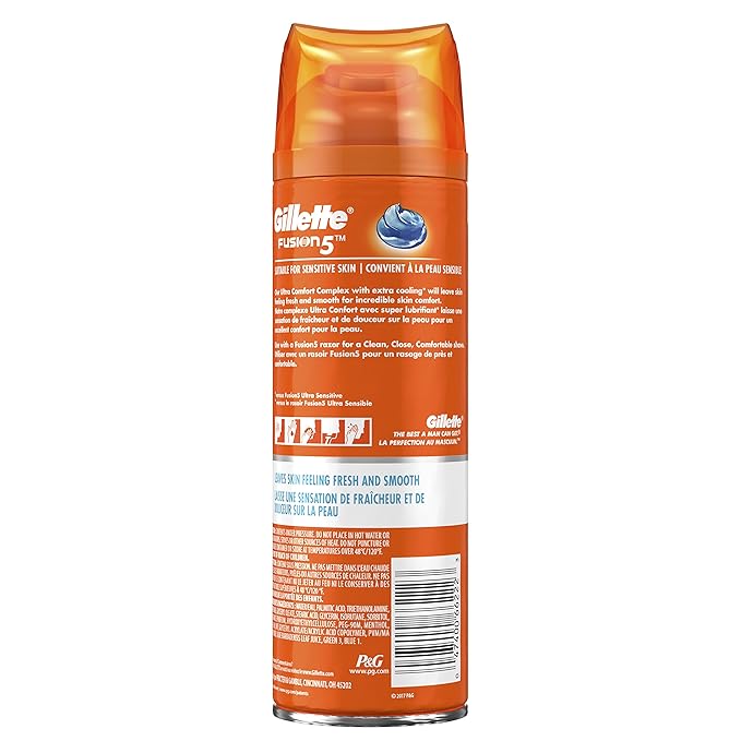 Gillette Fusion5 Ultra Sensitive Cooling Gel, 7 Ounce (Pack of 6)