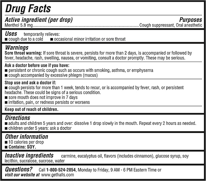 HALLS Cough and Throat Relief Cherry Cough Drops, Value Pack, 80 Drops