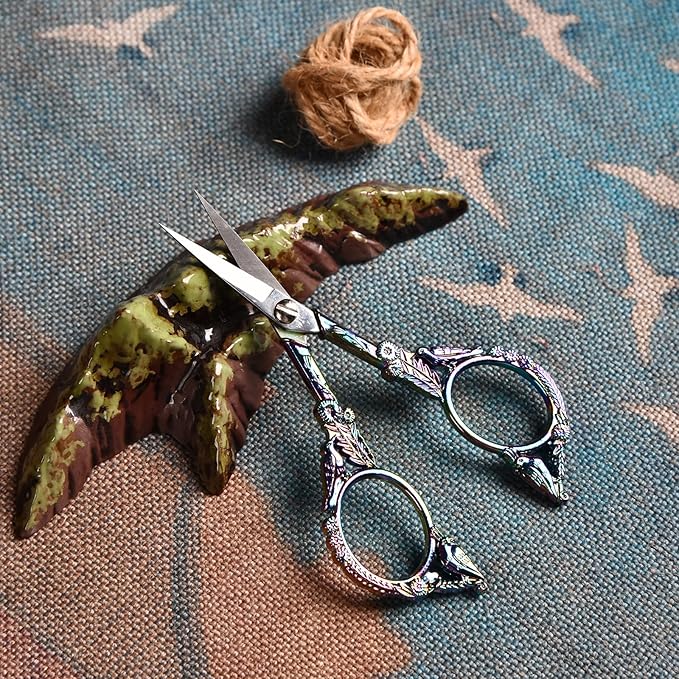 2PCS Vintage Style Scissors - Small Vintage Sharp Detail Shears for DIY Craft, Sewing, Artwork,scissors yarn Needlework Yarn, Fabric Cutting, Thread Snips Color Titanium