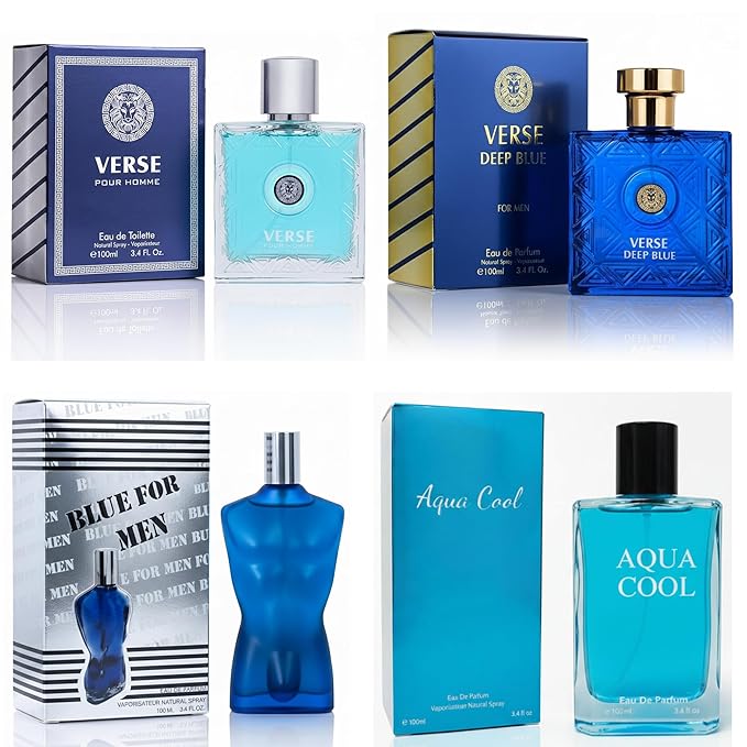 META-BOSEM Men's Cologne Set, Eau de Parfum, 4 Pack (3.4 oz / 100 mL Each), for daily wear and summer use, Long-Lasting