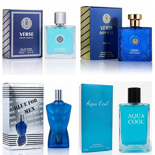 META-BOSEM Men's Cologne Set, Eau de Parfum, 4 Pack (3.4 oz / 100 mL Each), for daily wear and summer use, Long-Lasting
