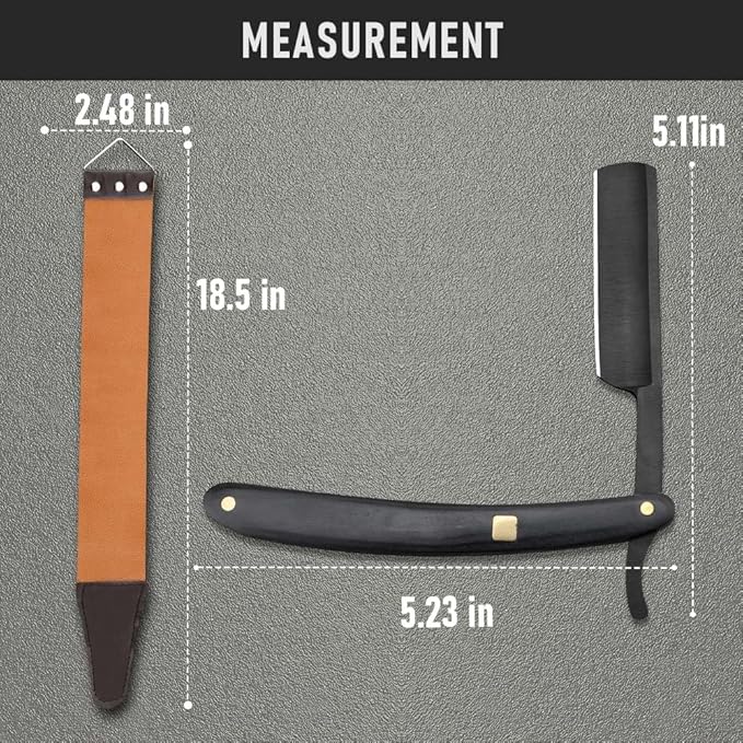 Premium Stainless Steel Shaver Razor with Shaving Strop for Men，Professional Straight Edge Barber Razor,Straight razors for men, Home & Salon Grooming Using (NO.189)