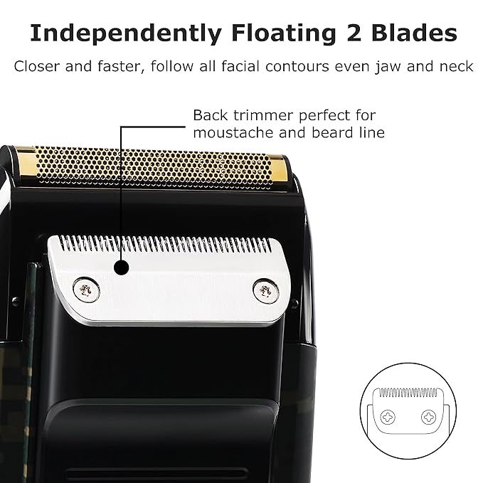 Kemei Foil Professional Electric Shaver for Men Razor with Bald Trimmer Cordless Shavers Rechargeble LED Display 2 in 1