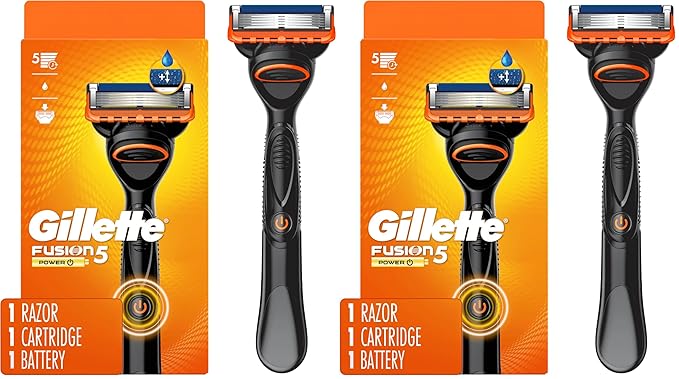 Gillette Fusion5 Power Razor for Men, 1 Gillette Power Razor Handle + 1 Blade Refill, (Pack of 2)