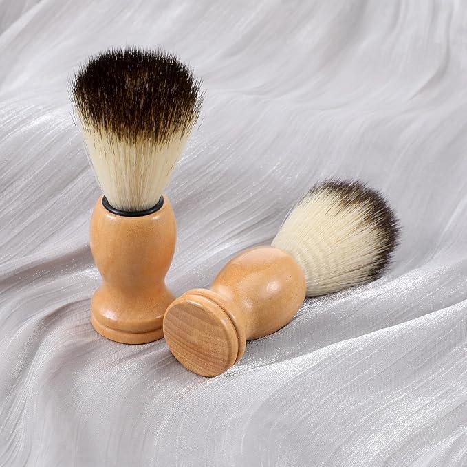 12 Pcs Wood Handled Hair Shaving Brush Professional Salon Tools Beard Grooming Tool for Men Shave Accessory
