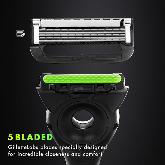 GilletteLabs Razor Blade Refills, Ultimate Precision Trimmer, 5 Bladed Refills, Compatible with Exfoliating Bar and Heated Razors, 9 Count