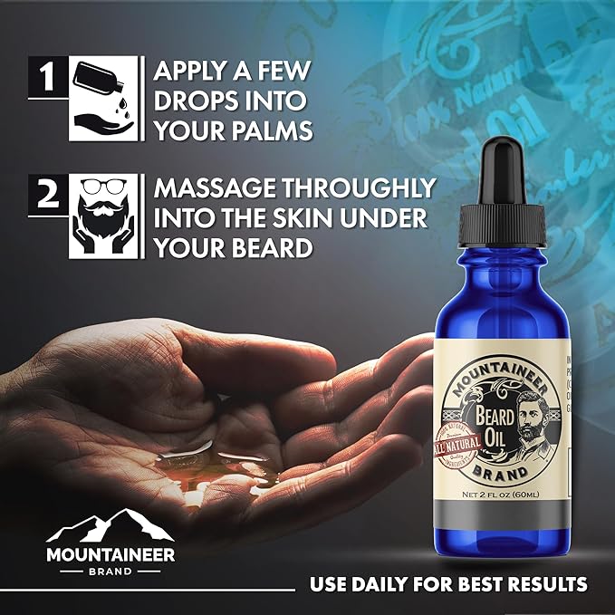 Mountaineer Brand Natural Beard Oil with Coal Scent | Made in West Virgina | Hydrates, Moisturises, Softens & Conditions for Beard Growth | Treats Dry Itchy Beards for Men | 2oz