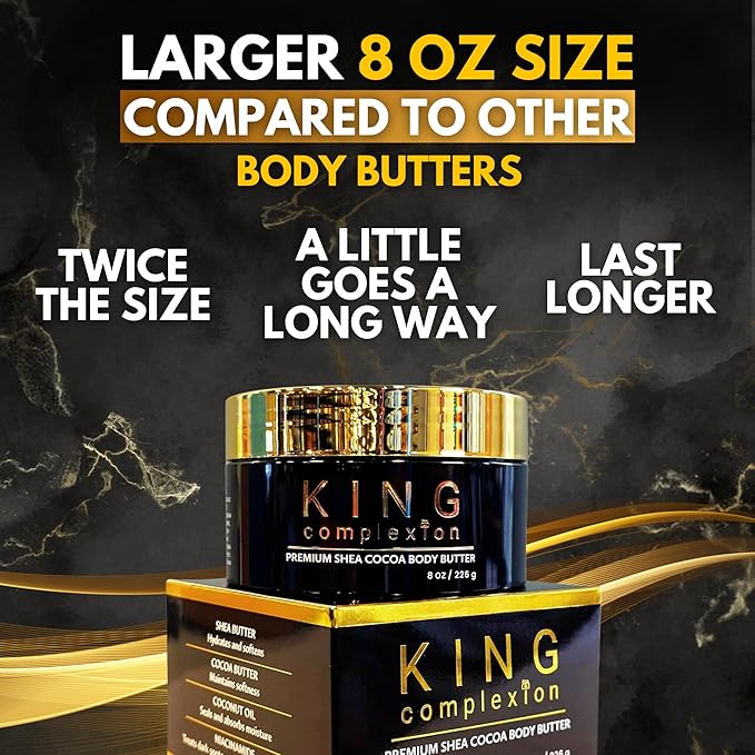 Shea Cocoa Body Butter - Organic - Nice Cocoa Smell - Not Too Greasy - Thick Cocoa Butter - Large 8 oz- Deep Moisturizing - Melanin Rich Skin - Black Owned Skincare - Mens Skincare