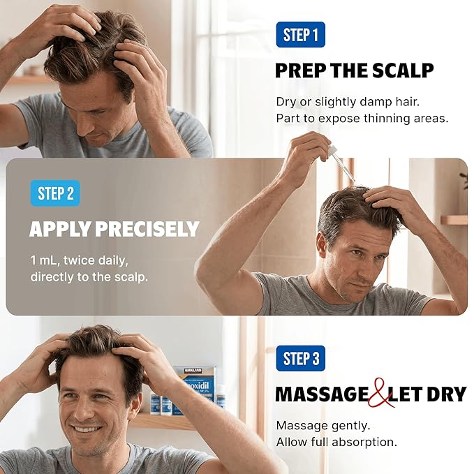Minoxidil for Men Bundle Liquid Extra Strength Hair Regrowth Treatment 5%, 6 Months Supply - Dropper Applicator and Bonus Free Guide Included
