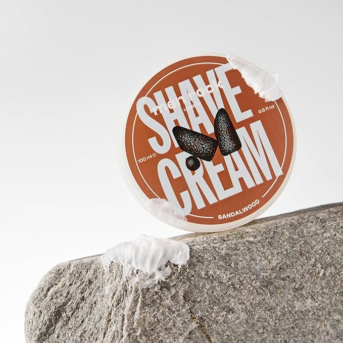 Men Rock Shave Cream - Sandalwood - Mens Shaving Cream - Moisturizing Shaving Foam for Men - Non-Drying Formula - Cruelty-Free - 3.5 oz