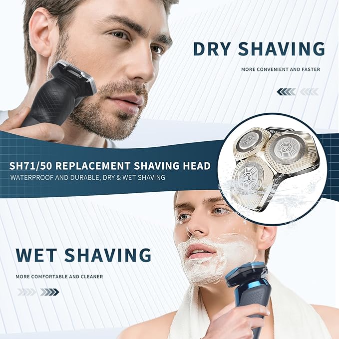2 Pack SH71/50 Shaving Heads Compatible with Phili*s Shavers Series S5000 (S5XXX),S7000 (S7XXX) (Champagne color)