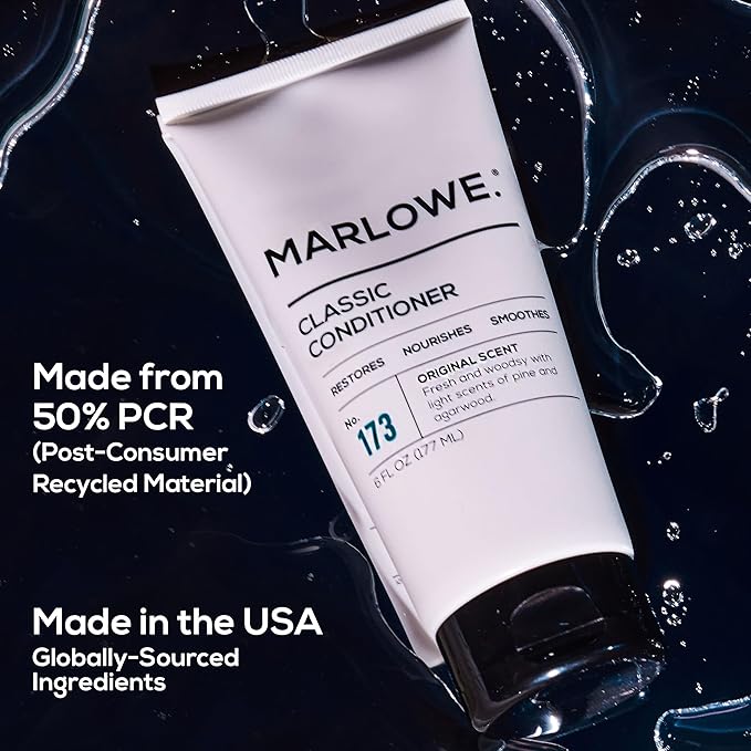 MARLOWE. No.173 Classic Mens Conditioner, Restores, Nourishes and Smooths Hair with Moisturizing Argan & Coconut Oil, Original Fresh & Woodsy Scent, All Hair Types, Paraben & Phthalate Free, 6 Fl Oz