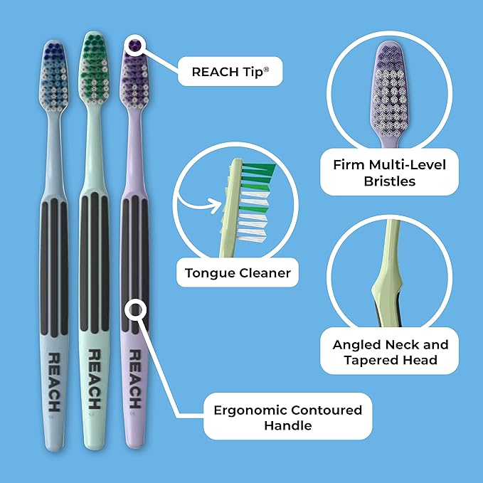 Reach Advanced Design Toothbrush, Firm Bristles, 7 Count Value Pack