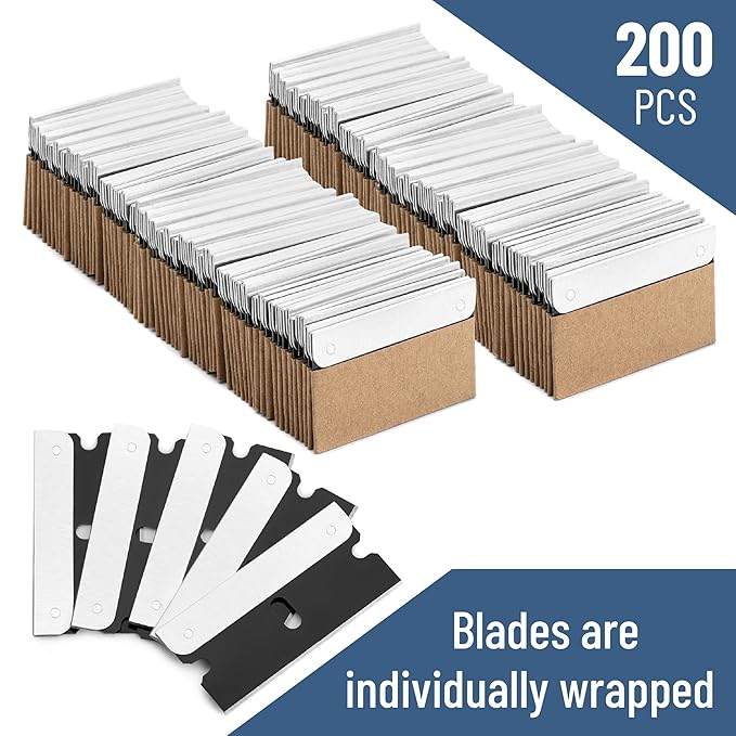 Bates- Single Edge Razor Blades, 200 Pack, Black, Carbon Steel Razor Blades Single Edge Blades
