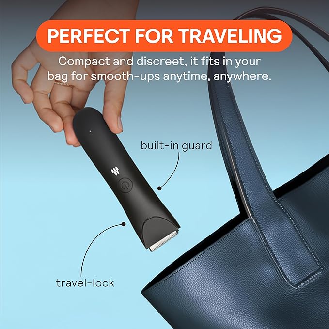 MERIDIAN Slimmer Trimmer – Electric Bikini Line & Pubic Hair Trimmer for Women, Body Hair Groomer for Intimate Areas, Legs & Underarms, Waterproof & Rechargeable, Sky