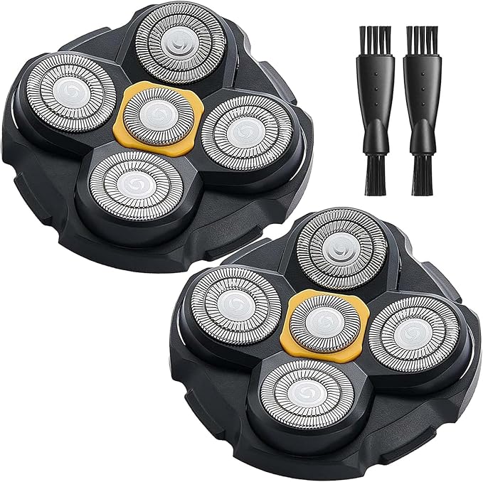 2PCS Head Shaver Replacement Heads for Microtouch Titanium Head Shaver MTTTBHS, 2 Cleaning Brush