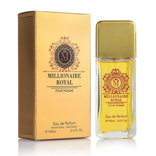 Millionaire Royal for Men - Oriental Fresh Woody Fragrance - Top Notes of Mandarin, Bergamot & Cardamom - Natural, Mild, Free of Parebens, Vegan & Cruelty-Free - Elegant 100ml Bottle, Parfume for Men