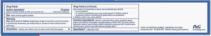 Crest Cavity & Tartar Protection Toothpaste, Whitening Baking Soda & Peroxide,5.7 Ounce (Pack of 2)