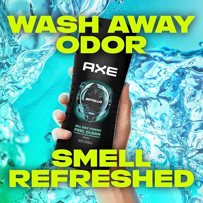 AXE Men's 3-in-1 Face, Body Wash & Shampoo Variety 5-Pack (Apollo, Dark Temptation, Black, Excite, Phoenix) 12 Hour Invigorating Scents, 16 Fl Oz Each