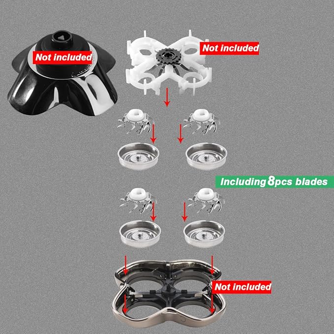 8 PCS Head Shaver replacement Blades for SKULL SHAVER Pitbull Carver PRO 4 Head Electric Razor Replacement head
