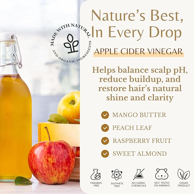 Apple Cider Vinegar Shampoo, Deep Cleans, Clarifies, Detoxes Scalp & Hair, Balances pH, Botanical, Sulfate & Paraben Free, 16 fl oz Each