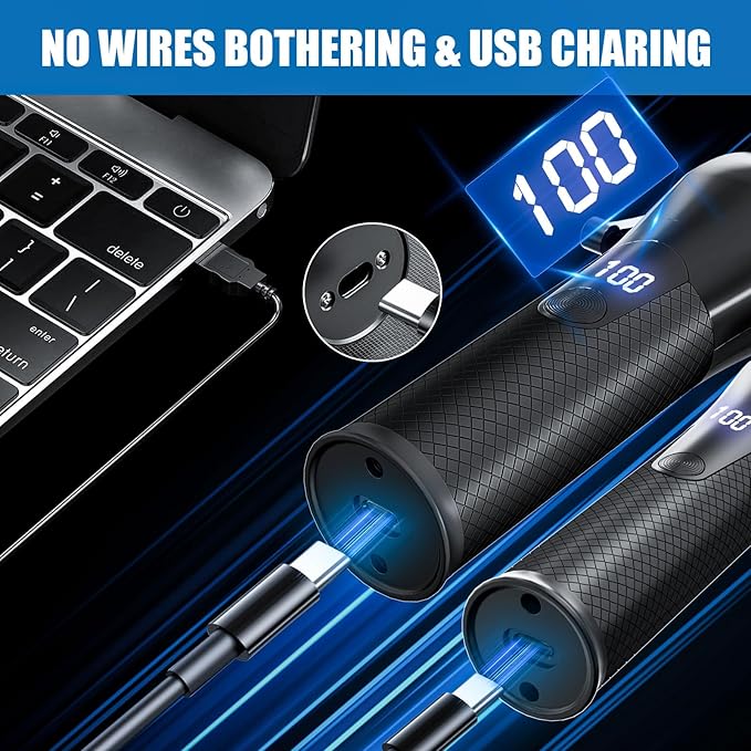 Professional Hair Clippers for Men, Mens Barber Clippers and Trimmers Set, T-Blade Beard HairTrimmer with LED Display, Black