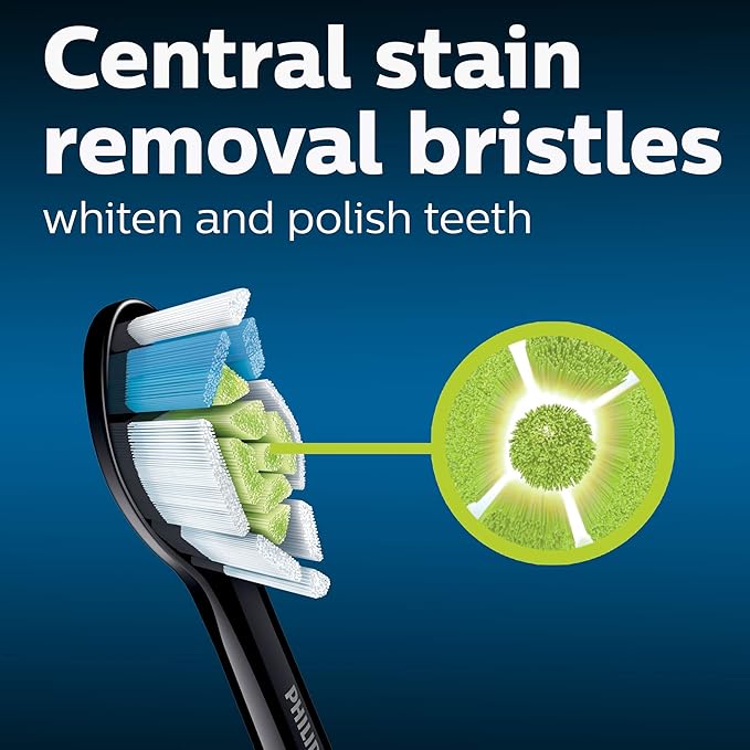 Philips Sonicare W DiamondClean - Genuine Replacement Electric Toothbrush Heads, Black, 2 Pack, HX6062/95