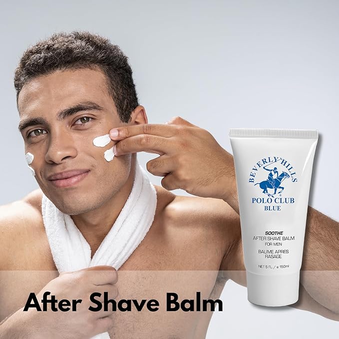 BHPC Blue by Beverly Hills Polo Club After Shave Balm for Men - Soothing Post-Shave Care with Distinctive "Blue" Scent - 5 Fl Oz