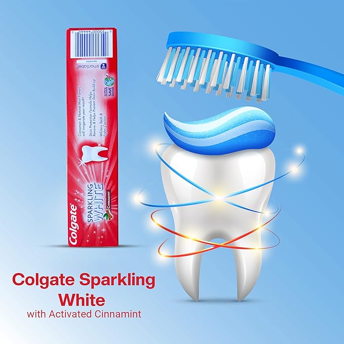 Colgate Cinnamint Fluoride Toothpaste with Cinnamon and Natural Mint Flavor, Deep Tooth and Gum Cleaning Gel with Gentle Whitening, Fights Cavities and Plaque, Kids and Adults, 5 Pack