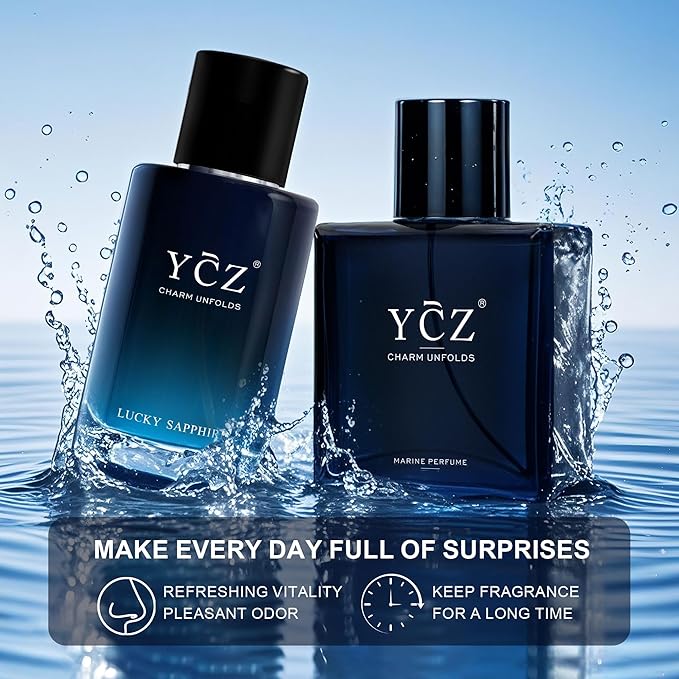 Ycz Eau de Parfum Ocean Savage Perfume Set, 1.7oz(50ml) Woody Citrus Scent and Sweet Flower Fruit Men Perfume, Highquality Long Lasting, Sleek Bottle Design, Christmas Gifts Ideal