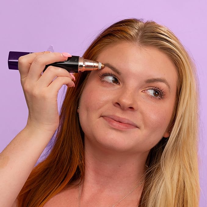 SPA SCIENCES AIVA: 2-in-1/Double Sided Facial Hair Remover & Eyebrow Trimmer USB Rechargeable with Built-in LED Lights