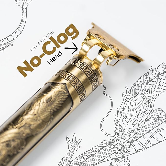 Limited Edition Handsome Habits Cordless Hair Trimmer for Men - Rechargeable Electric Razor with Stylish Metal Body, Year of The Dragon Design