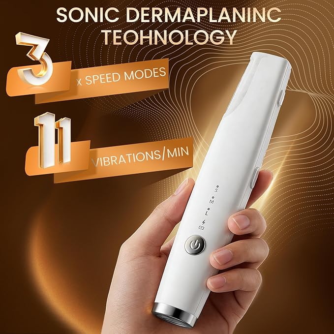 Sonic Dermaplane for Women Face Eyebrow Trimmer Peach Fuzz Facial Hair Removal with Led Light 3 Speeds Rechargeable Dermaplaning Tool with 4 Replaceable Blades(SILVER)