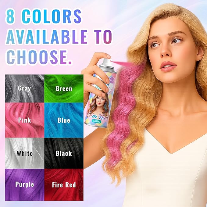 Temporary White Hair Color Spray – 1-Day Washable Hair Color for Women Kids Men, Fun Hair Spray for Halloween, Cosplay, Costumes, Parties, Festivals, Crazy Hair Day, DIY Hair Looks