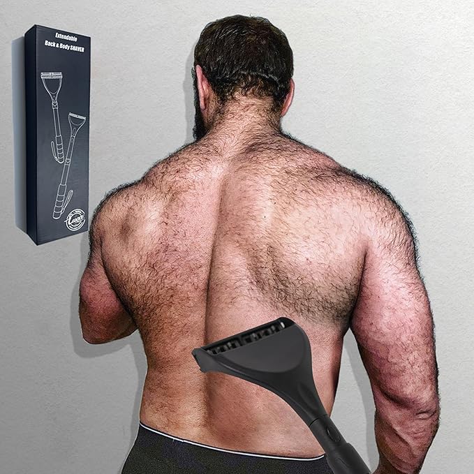 EASACE Updated Back Shavers for Men,Back Hair Shaver for Men with Safety Blade,Back & Body Hair Trimmer,Long Handle 21 Inch Adjustable, Curved DIY Shaver
