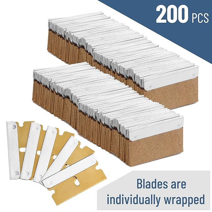 Bates- Single Edge Razor Blades, 200 Pack, Gold, Carbon Steel Razor Blades Single Edge Blades