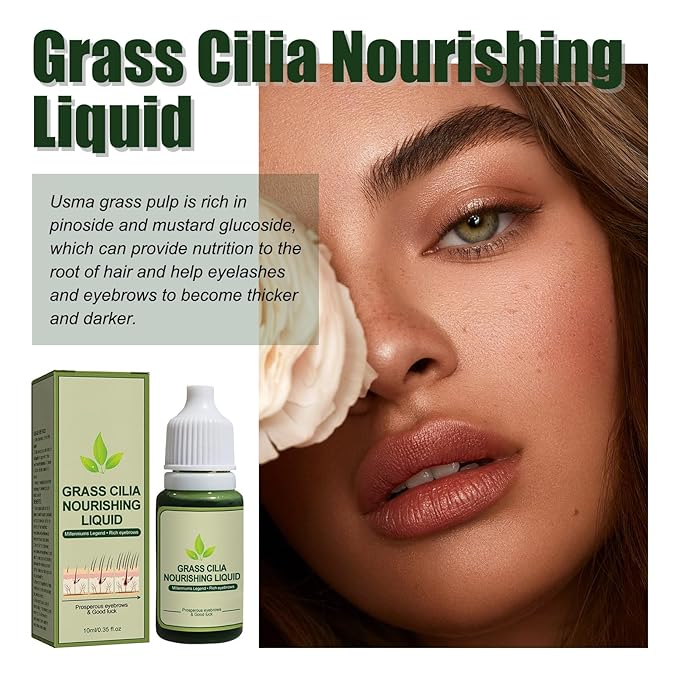 10ml Grass Cilia Nourishing Liquid for Eyelash & Eyebrow Growth – Natural Hair Serum to Thicken Lashes, Brows, Beard & Hairline