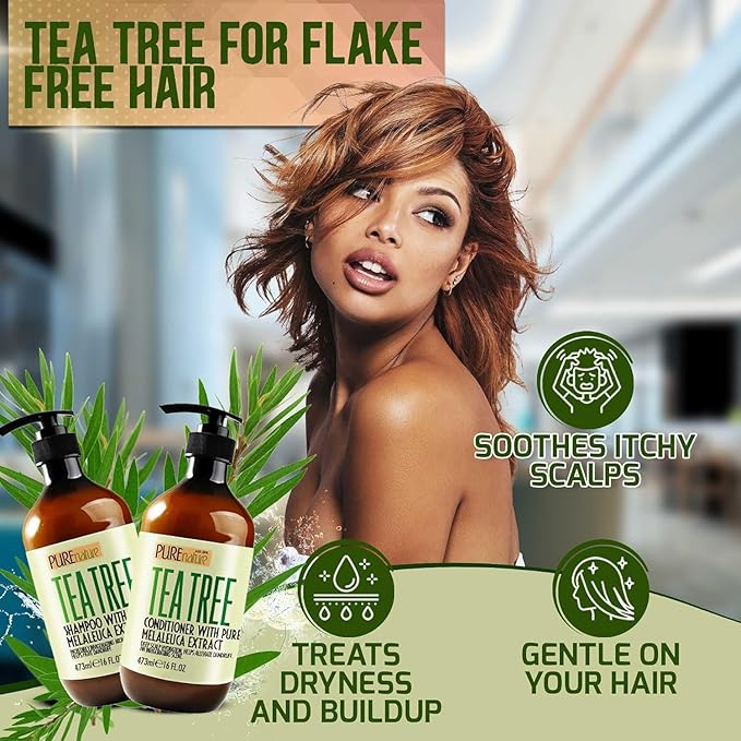 Tea Tree Oil Shampoo and Conditioner Set - Sulfate and Paraben Free Treatment for Oily Hair and to Help Reduce Your Itchy and Dry Scalp - Healthy Anti Dandruff Formula for Men and Women