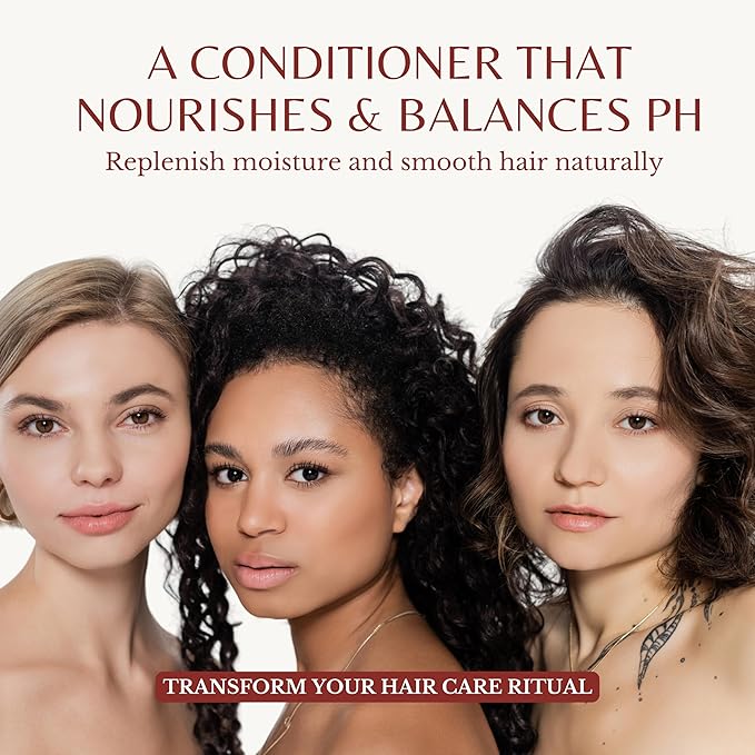 Apple Cider Vinegar Conditioner Infused with Peach & Raspberry Oil, Hair Detangler & Hydration, ACV Hair/Scalp pH Balancing, For Locs & Curly, All Hair Types, Sulfate-Free, 16 fl oz