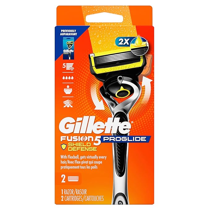 Gillette ProGlide Shield Razor for Men, Handle + 2 Blade Refills