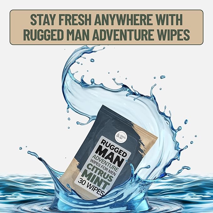BLKSMITH Refined Man Body Wipes For Men - Cold Shower Face and Body Wipes for Men with Sandalwood, Citrus Mint, Cedarwood & Eucalyptus - Refreshing Mens cleansing Wipe - 120 Count (4 x 30 Pack)