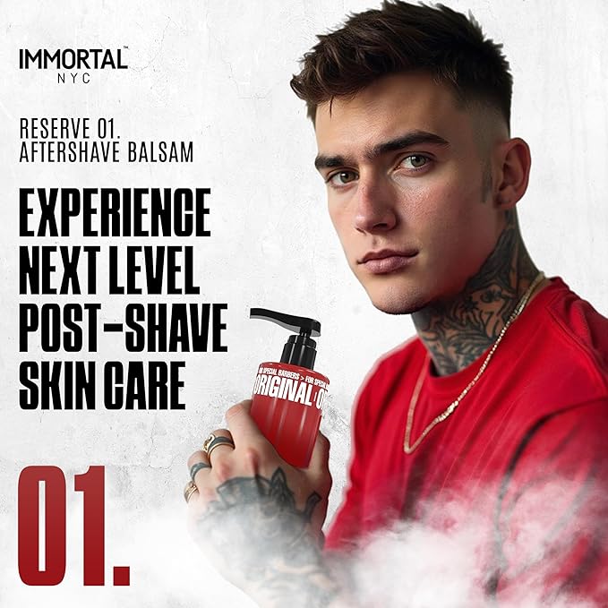Immortal NYC Reserve 01, Aftershave Balm for Men- Moisturizing & Soothing Formula After Shaving- Spicy Floral Aftershave For Men- 17 oz