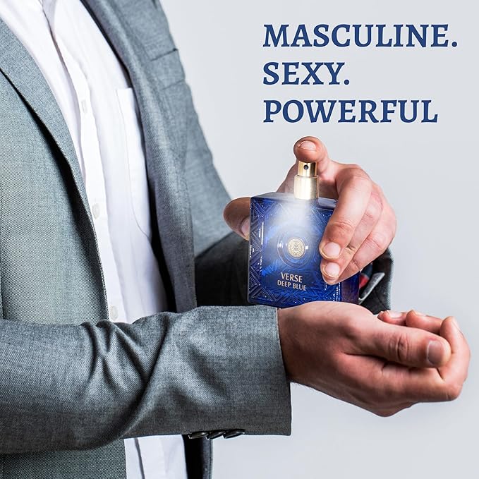 NovoGlow Verse Deep Blue, Eau de Parfum Spray Perfume, Fragrance For Men- Daywear, Casual Daily Cologne 3.4 Oz Bottle- Ideal EDP Beauty Gift for Birthday, Anniversary