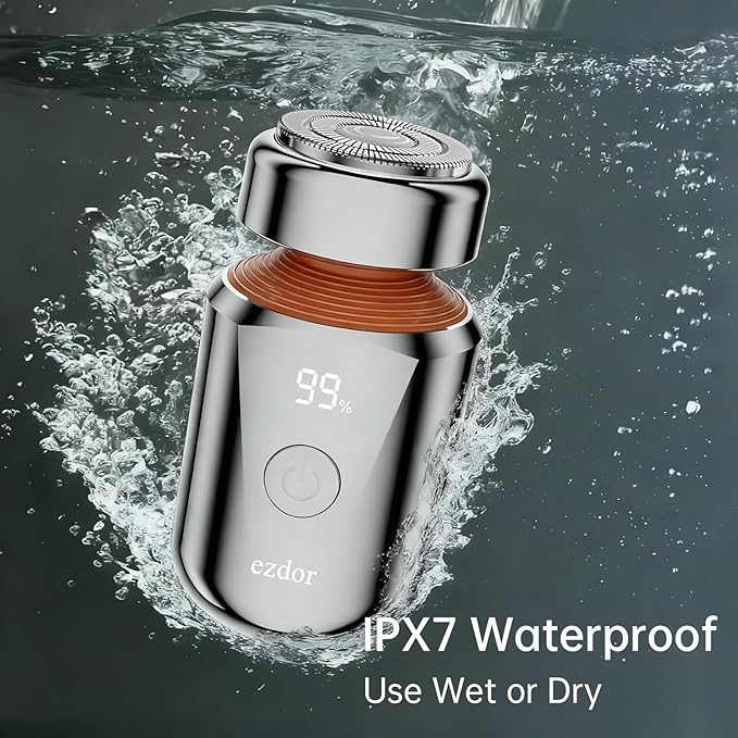 Mini Electric Shaver, Portable Electric Razor for Men & Women, USB-C Rechargeable Waterproof Travel Shaver, Cordless Pocket-Size Razor for Face & Body, Ideal for Home & Business Trips (Silver)