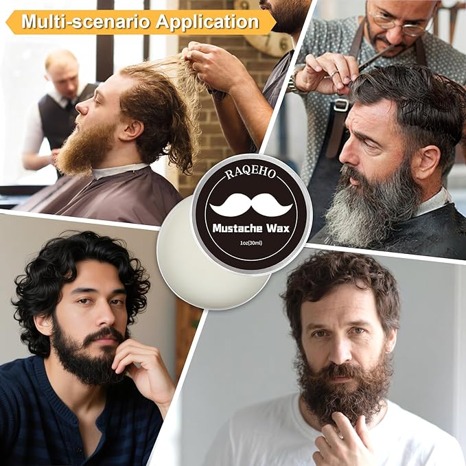 2oz Mustache Wax For Men - Unscented Strong Hold Moustache Beard Wax Styling Paste Thickener Grooming Balm Cera Para Barba De Hombre Moisturizer Men'S Beard &Mustache Care Product With Shea Oil