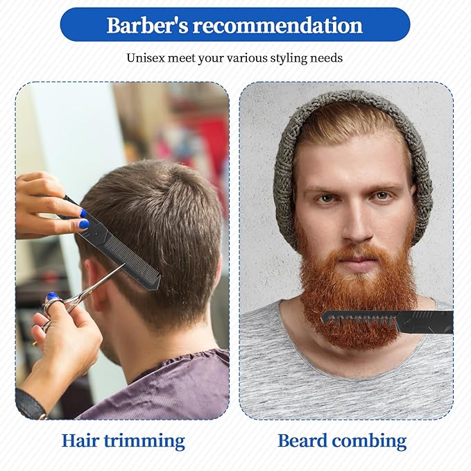 Protable Folding Comb Mens Foldable Hair Comb for Men 2 in 1 Pocket Beard Combs Travel Wide Tooth Size Combs for Groomsmen Father