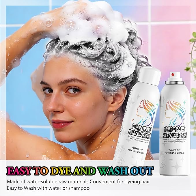 Temporary Hair Color Spray | 150ml Instant Hair Spray for Adults & Kids | Washable & Non-Sticky, Gentle Formula, Silver White | Halloween, Cosplay, Costume Party, Festivals
